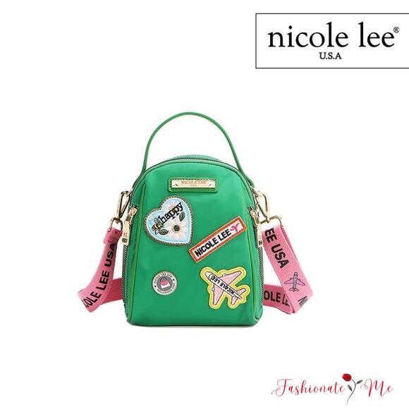 Nicole Lee USA Mini Embroidered Color Patch Adjustable Strap Multi Bag | Green - Picture 1 of 13
